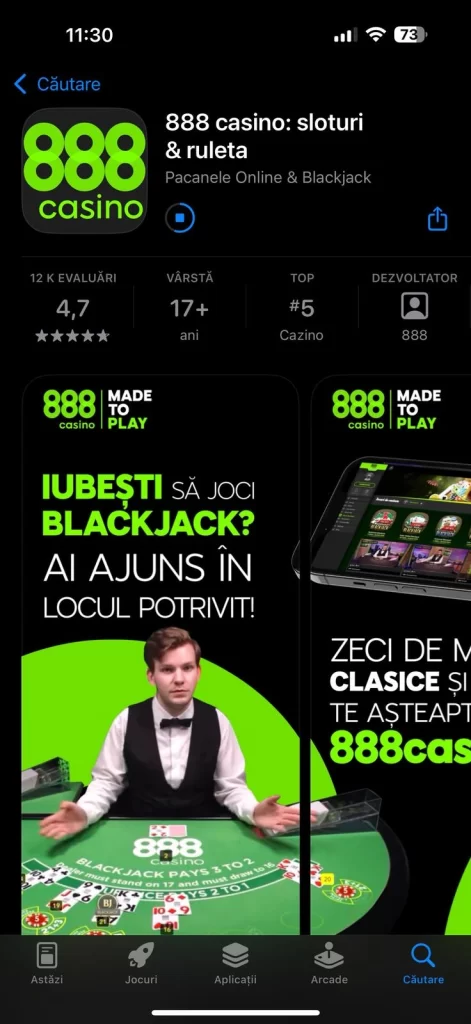 aplicația mobilă 888 Casino