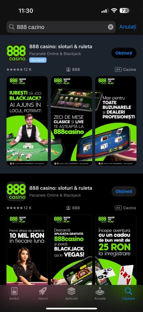 aplicația mobilă 888 Casino