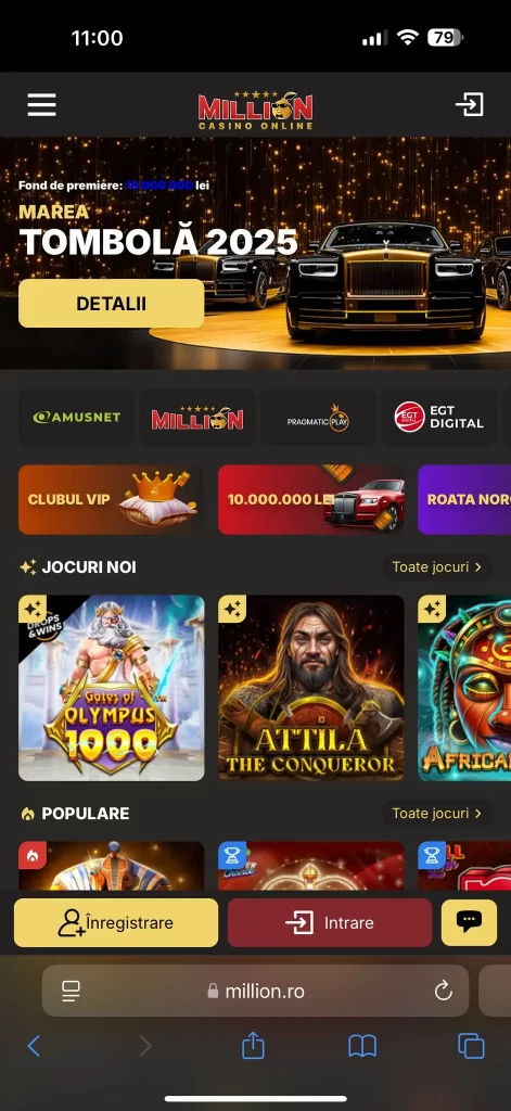 aplicație oficială la Million Casino