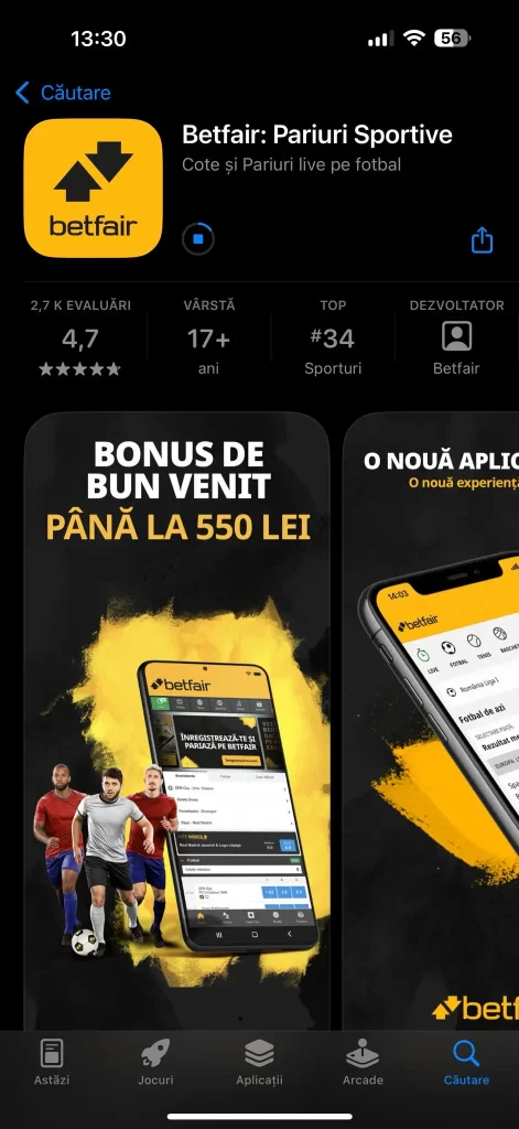 Betfair Casino direct din aplicația mobilă