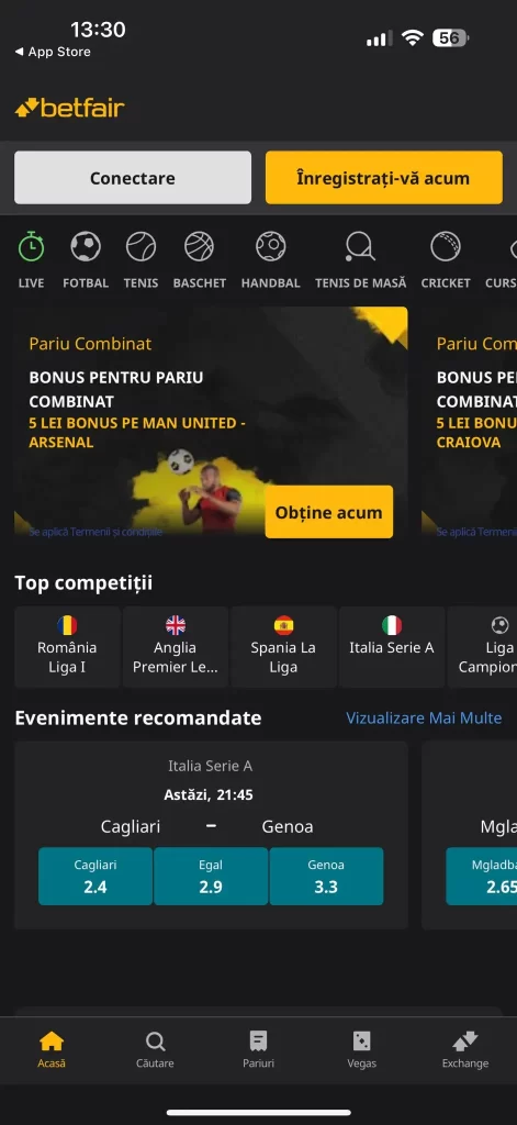 Betfair Casino direct din aplicația mobilă