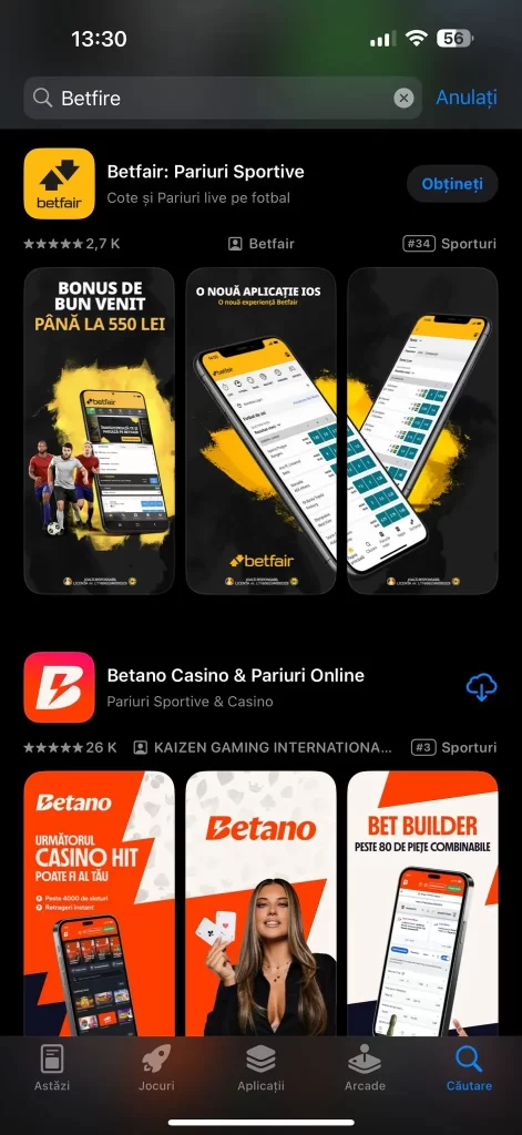 Betfair Casino direct din aplicația mobilă