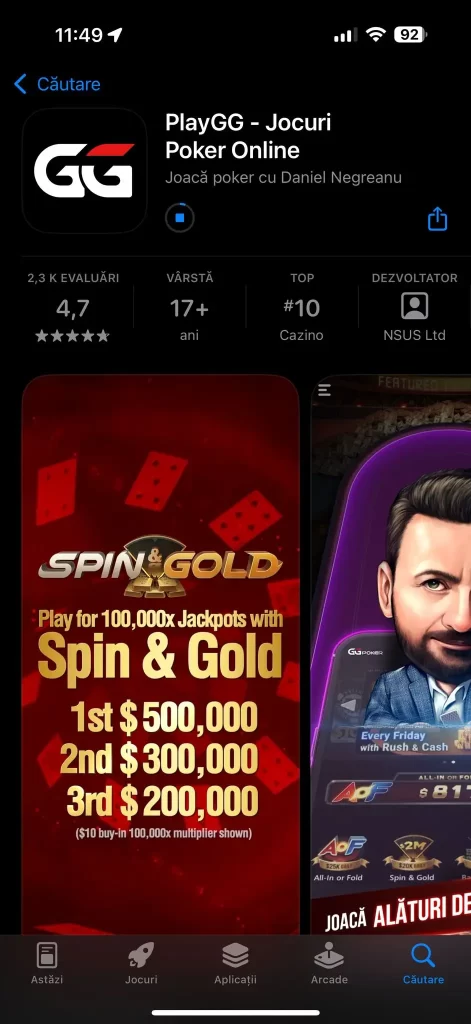 PlayGG Casino direct din aplicația mobilă