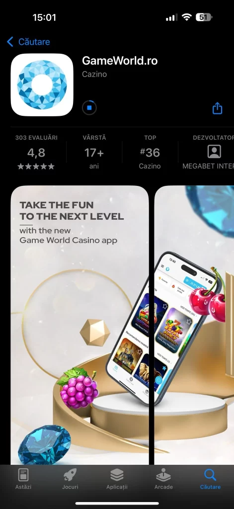 aplicația Game World Casino