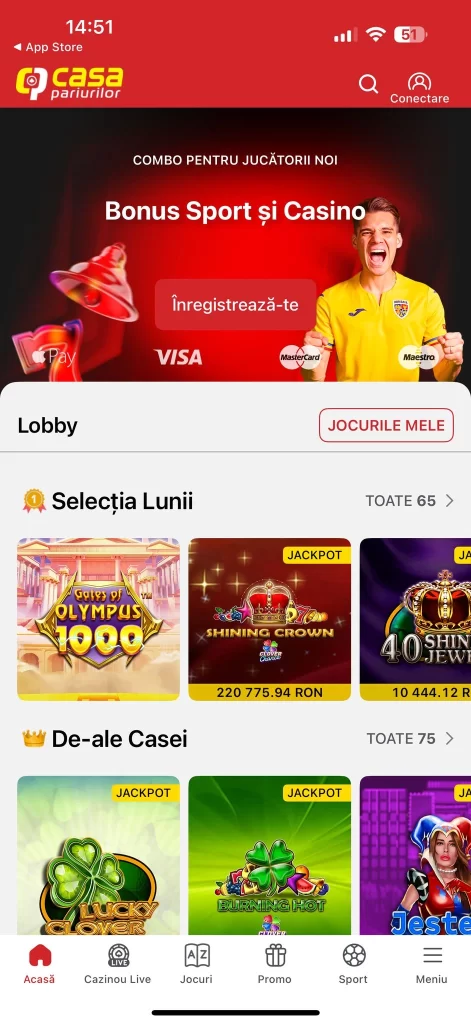 aplicația mobilă Casa Pariurilor
