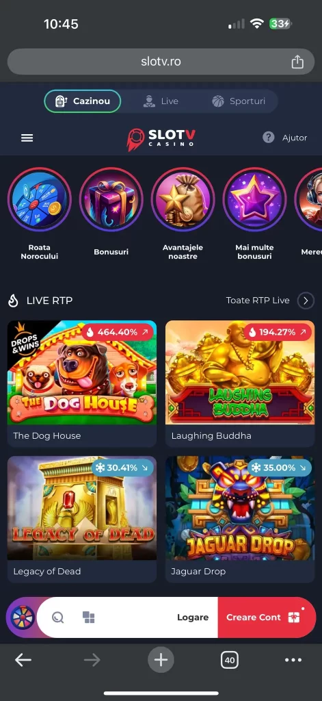 aplicația mobilă SlotV Casino