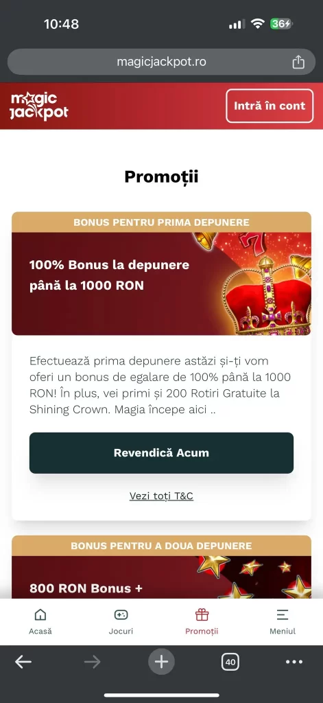 aplicație oficială la Magic Jackpot