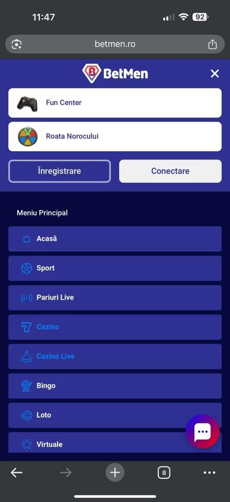 aplicația mobilă BetMen