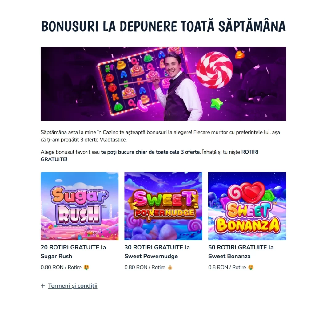 Câștigă până la 100 de rotiri gratuite cu depunere la Vlad Cazino