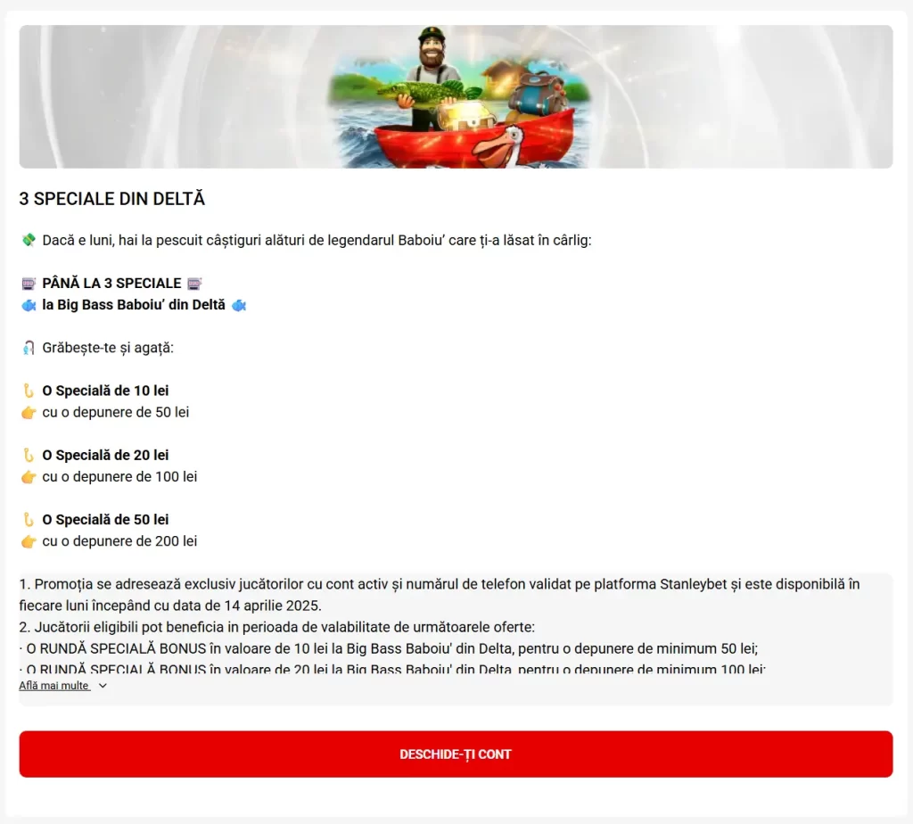 În fiecare Luni poți câștiga 3 speciale din Deltă la Stanleybet Casino