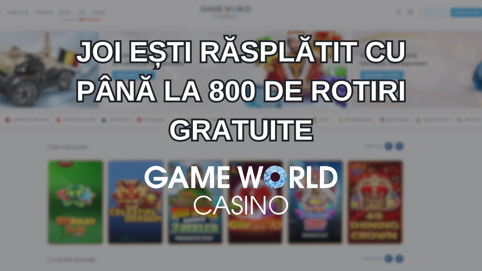 În fiecare joi câștigi până la 800 de rotiri gratuite la Game World
