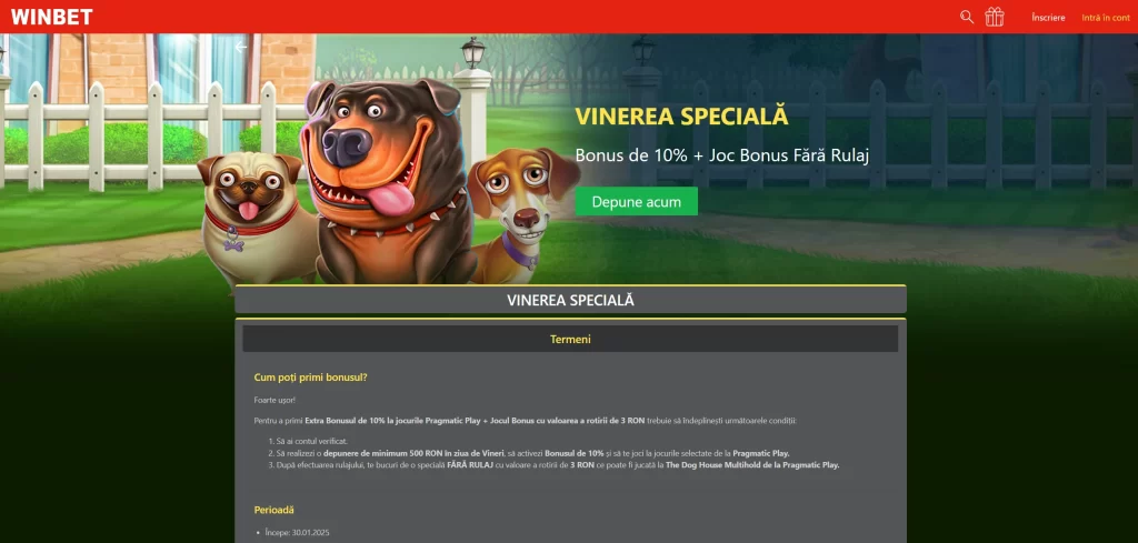 Prinde vinerea specială la Winbet