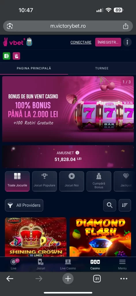 aplicația mobilă Victory Bet