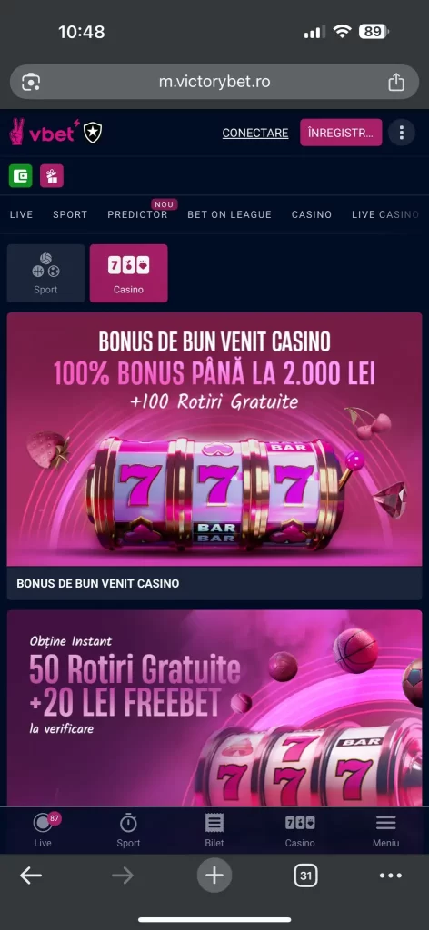 aplicația mobilă Victory Bet