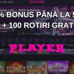 50% bonus până la 500 RON + 100 rotiri gratuite