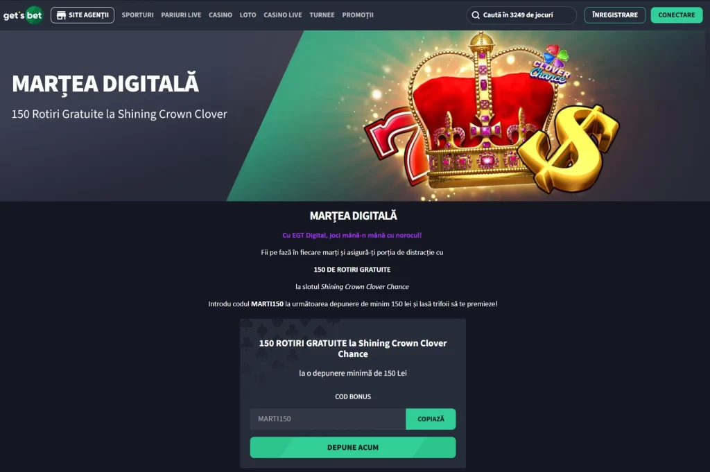 Câștigă rotiri gratuite în oferta marțea digitală Gets Bet