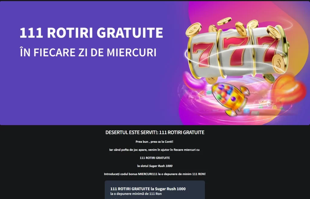 În fiecare miercuri ai ocazia de a câștiga 111 rotiri gratuite la Conti Cazino