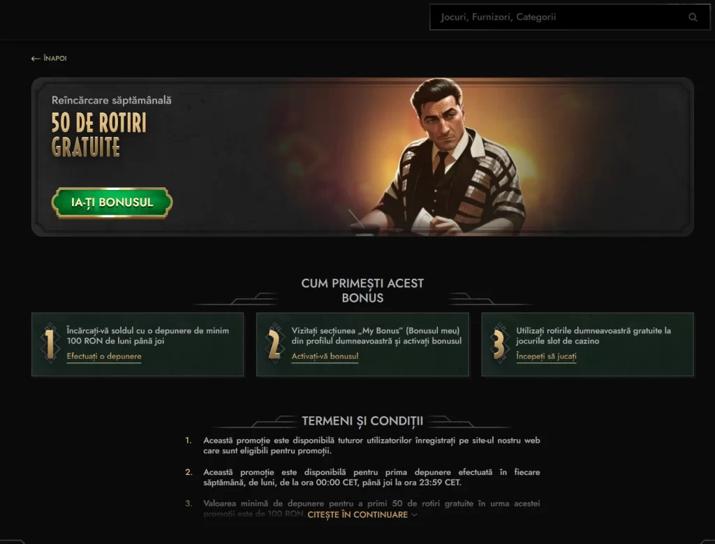 În fiecare săptămână poți câștiga 50 de rotiri gratuite la Don.ro Casino