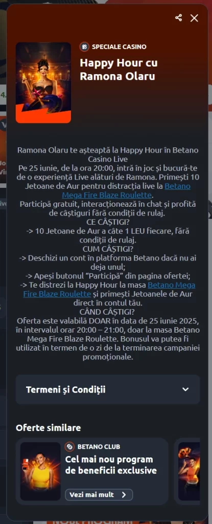 Pe 25 iunie obții 10 jetoane de aur în Happy Hour Betano