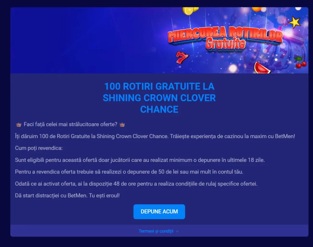 Revendică 100 free spins la Miercurea Rotirilor Gratuite la Betmen Casino
