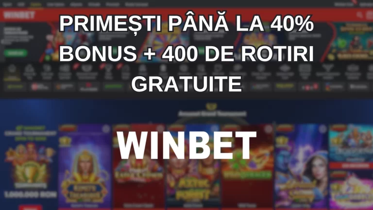 primești până la 40% bonus + 400 de rotiri gratuite