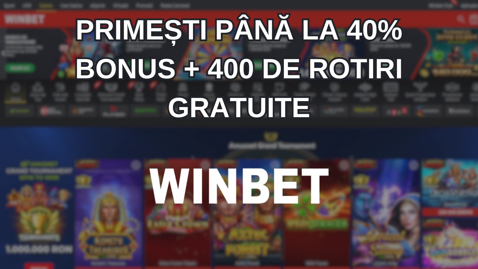 primești până la 40% bonus + 400 de rotiri gratuite