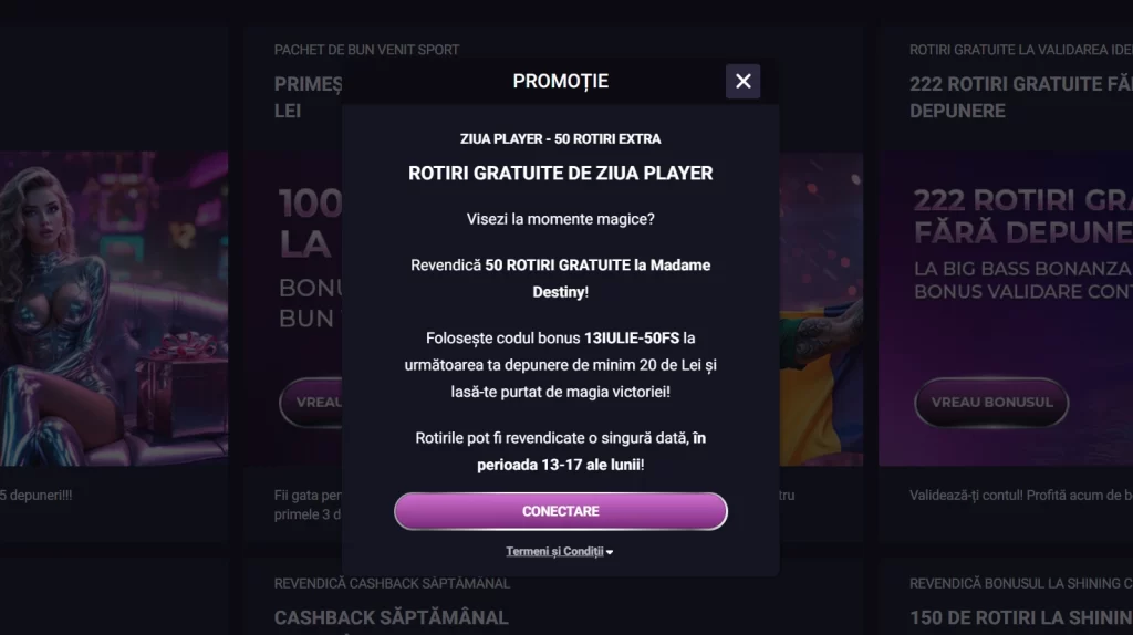 Cum intri în posesia celor 50 de rotiri gratuite oferite de Player