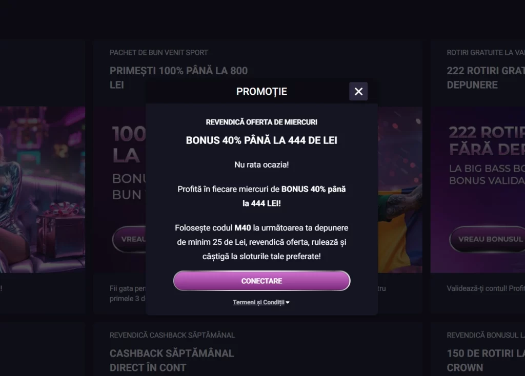 Cum obțin 40% bonus până la 444 RON la Player Casino