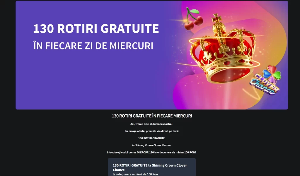 Cum obțin cele 130 de rotiri gratuite la Conti Cazino în ziua de miercuri
