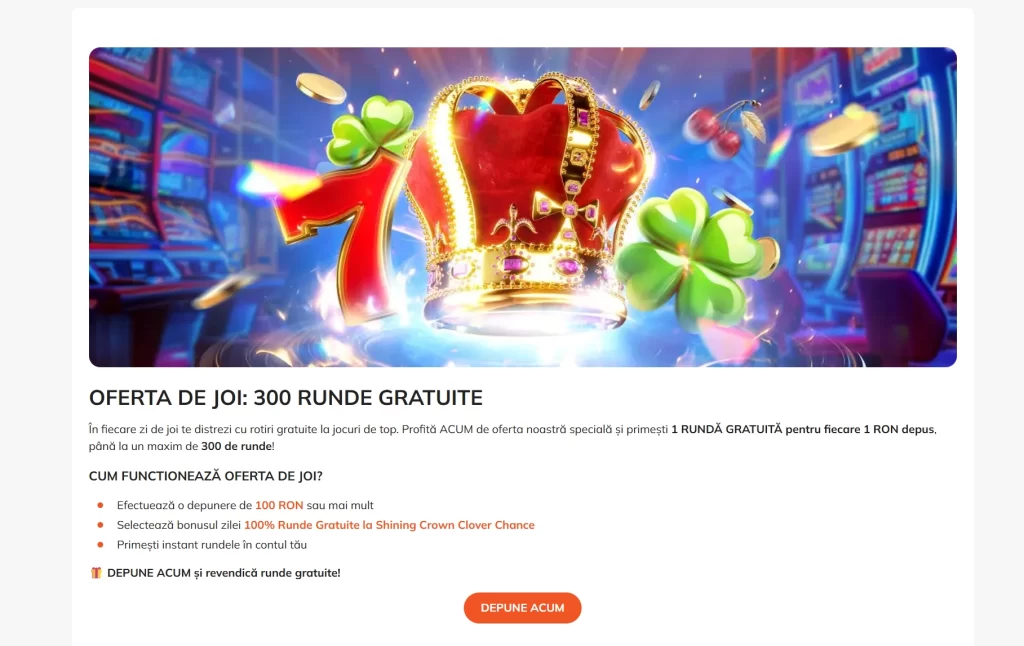 Cum primesc până la 300 de rotiri gratuite din partea Luck Casino