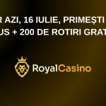 Doar azi, 16 iulie, primești 200% bonus + 200 de rotiri gratuite