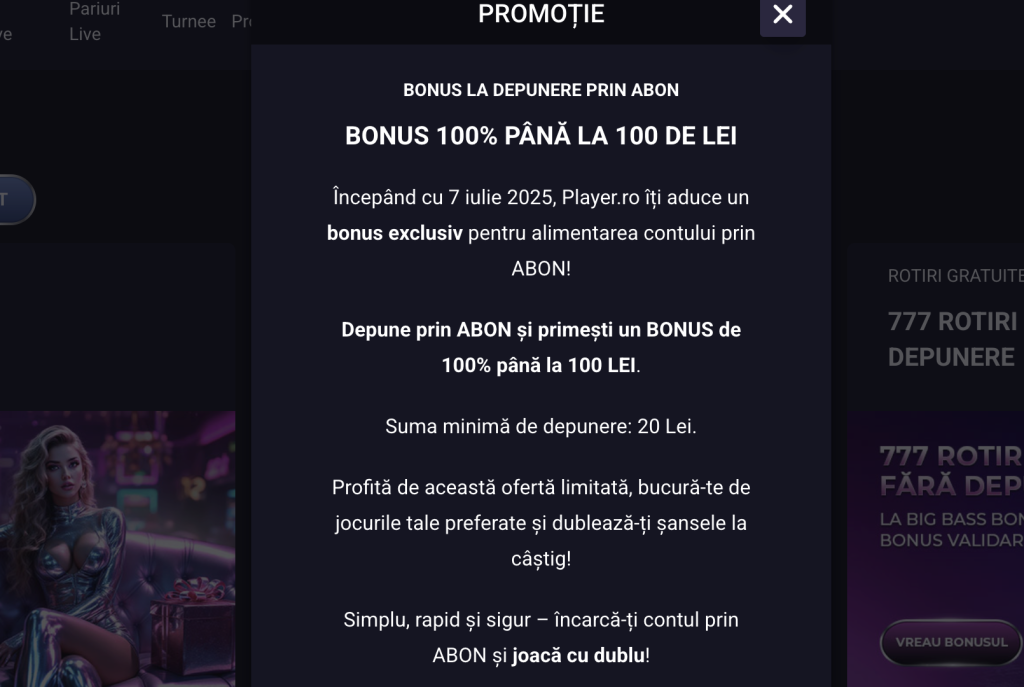 promotie player casino cu abon