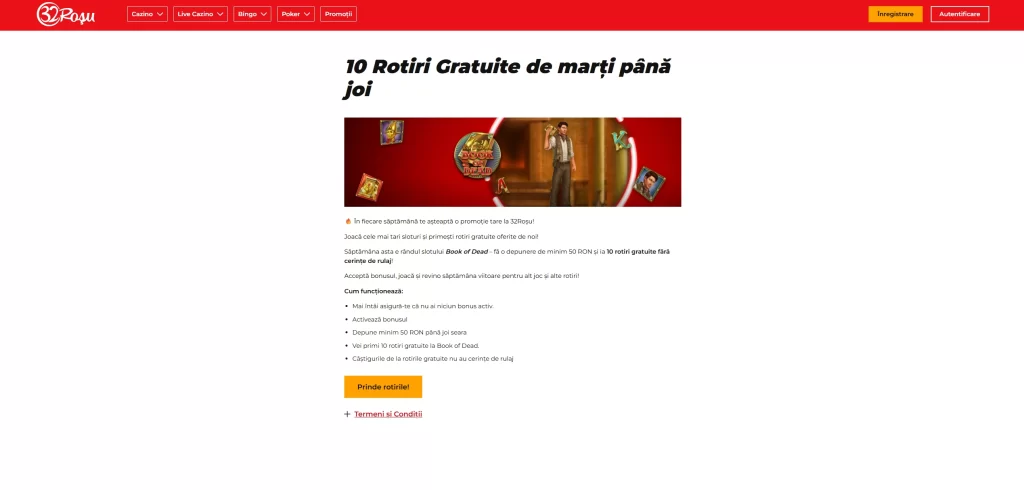 10 Rotiri Gratuite de marți până joi
