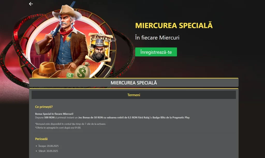 Cum primesc o specială de 50 RON la Winbet Casino în ziua de 20 august