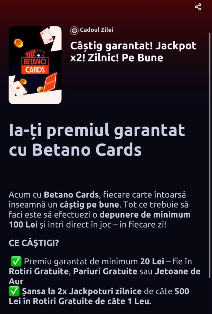 Cum funcționează oferta în care ghicești cartea la Betano Cards