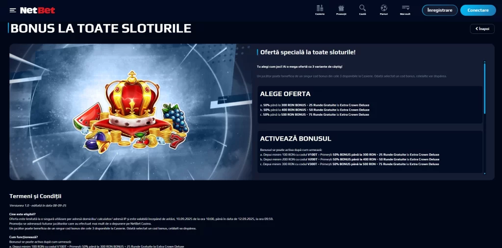 Cum poți câștiga bani bonus + rotiri gratuite la NetBet Casino până pe 12 spetembrie