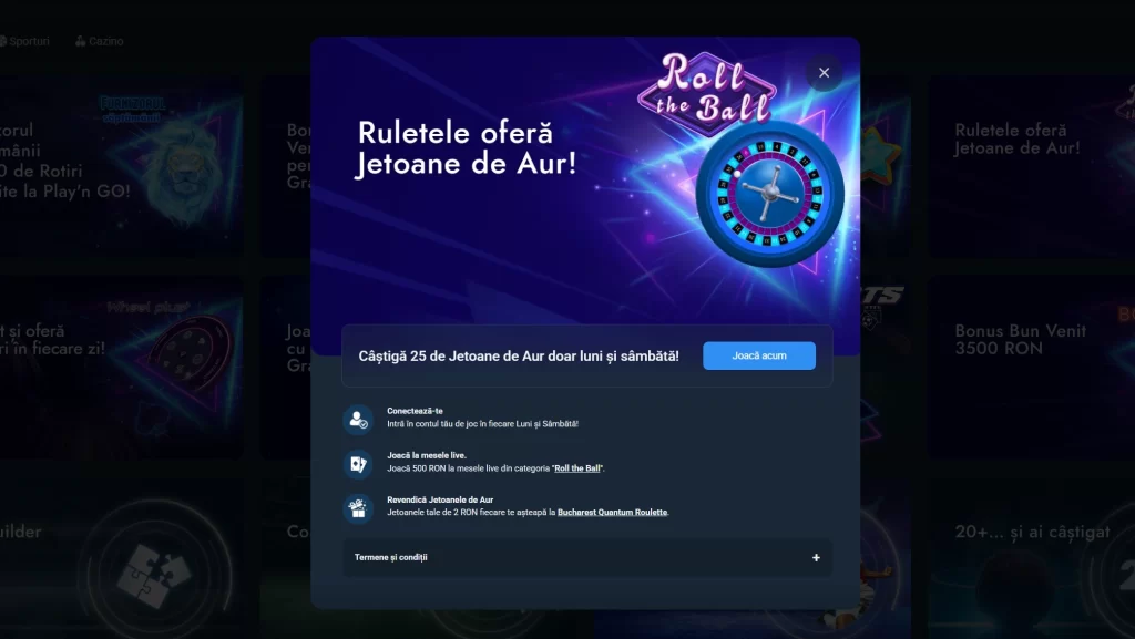 Cum poți revendica 25 de jetoane de aur la PariuriPlus Casino în fiecare luni