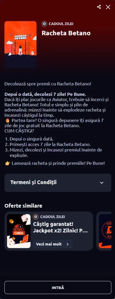 Cum primesc acces gratuit 7 zile la Racheta Betano