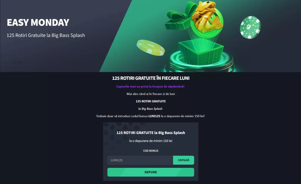 Cum primesc în fiecare zi de luni 125 rotiri gratuite la Gets Bet Casino