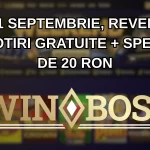 Joi, 11 septembrie, revendică 100 rotiri gratuite + specială de 20 RON